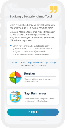 Initial Assessment Test screen in the app